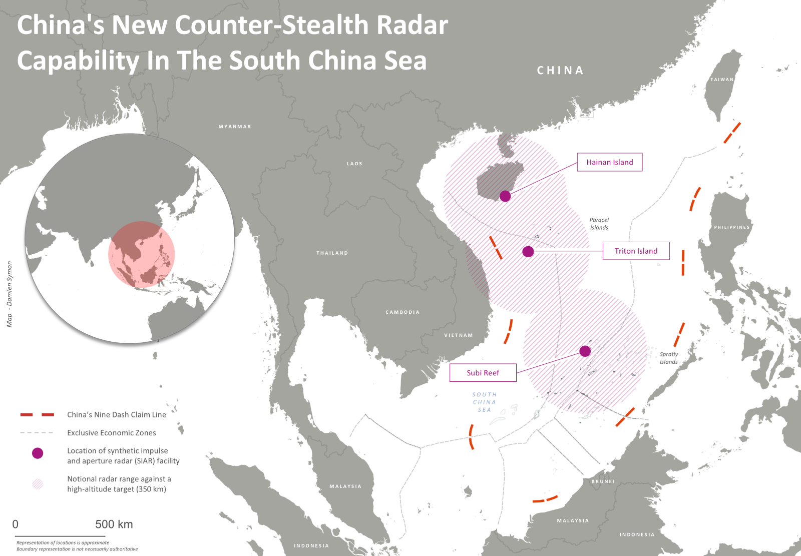 Trung Quốc mở rộng các cơ sở quân sự tại Biển Đông. Nguồn ảnh: Damien Symon/Chatham House.