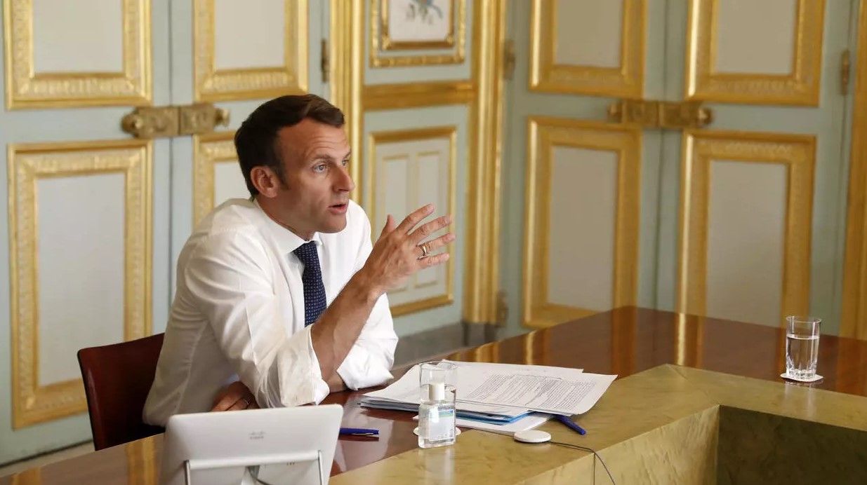 Tổng thống Pháp Emmanuel Macron tại Điện Elysee ngày 16/4/2020. Ảnh: Reuters.