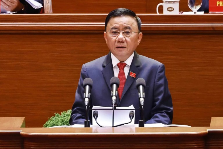 Thường trực Ban Bí thư Trần Cẩm Tú phát biểu tại phiên khai mạc Đại hội 14, sáng 20/1. Nguồn ảnh: TTXVN.