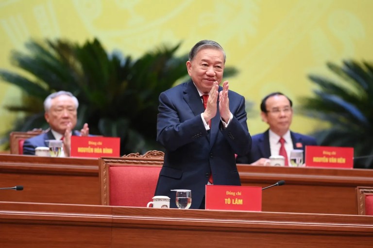 Tổng Bí thư Tô Lâm tại phiên bế mạc Đại hội 14, ngày 23/1. Nguồn ảnh: TTXVN.