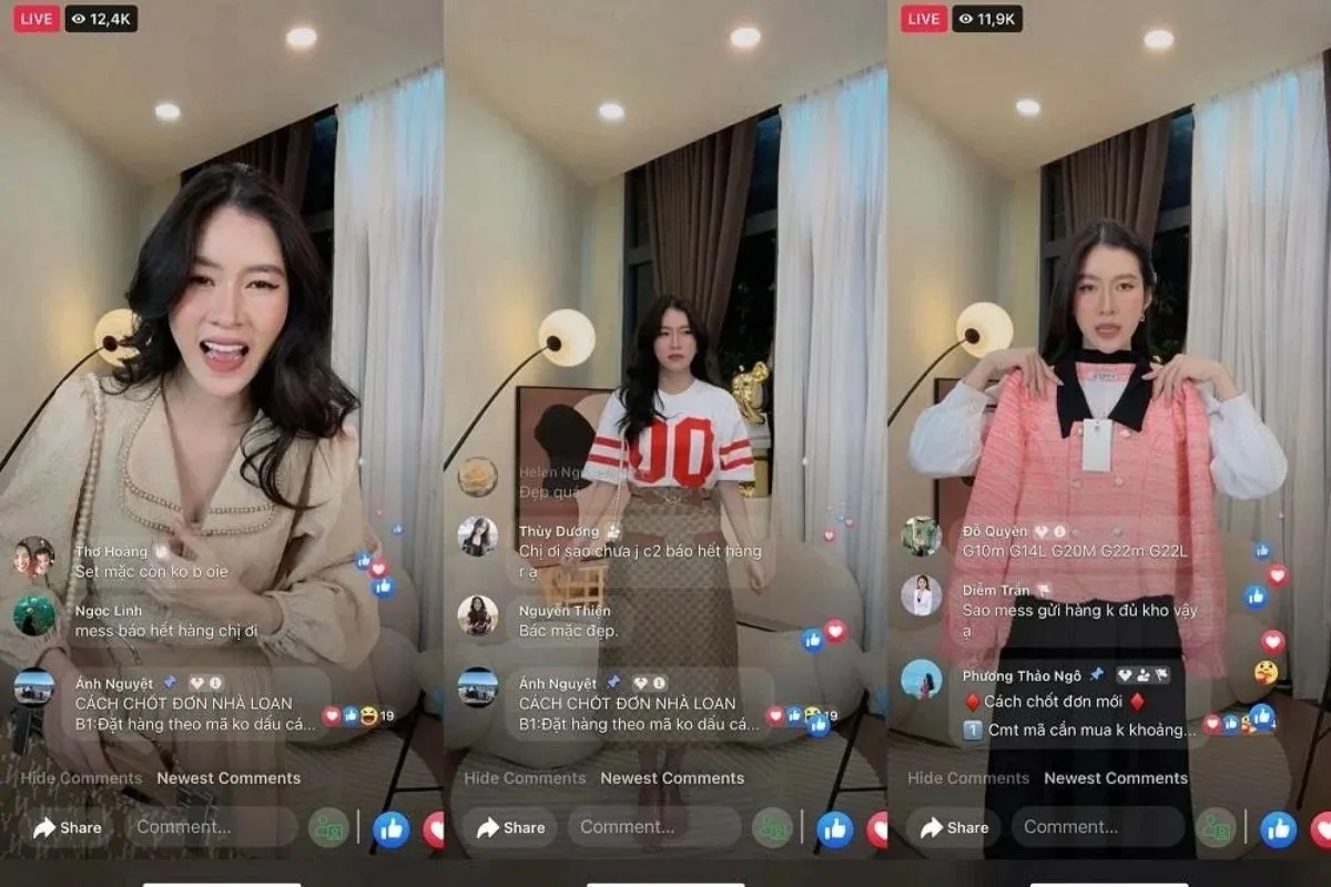 Một người dùng Facebook livestream bán hàng. Ảnh: Chưa rõ nguồn.
