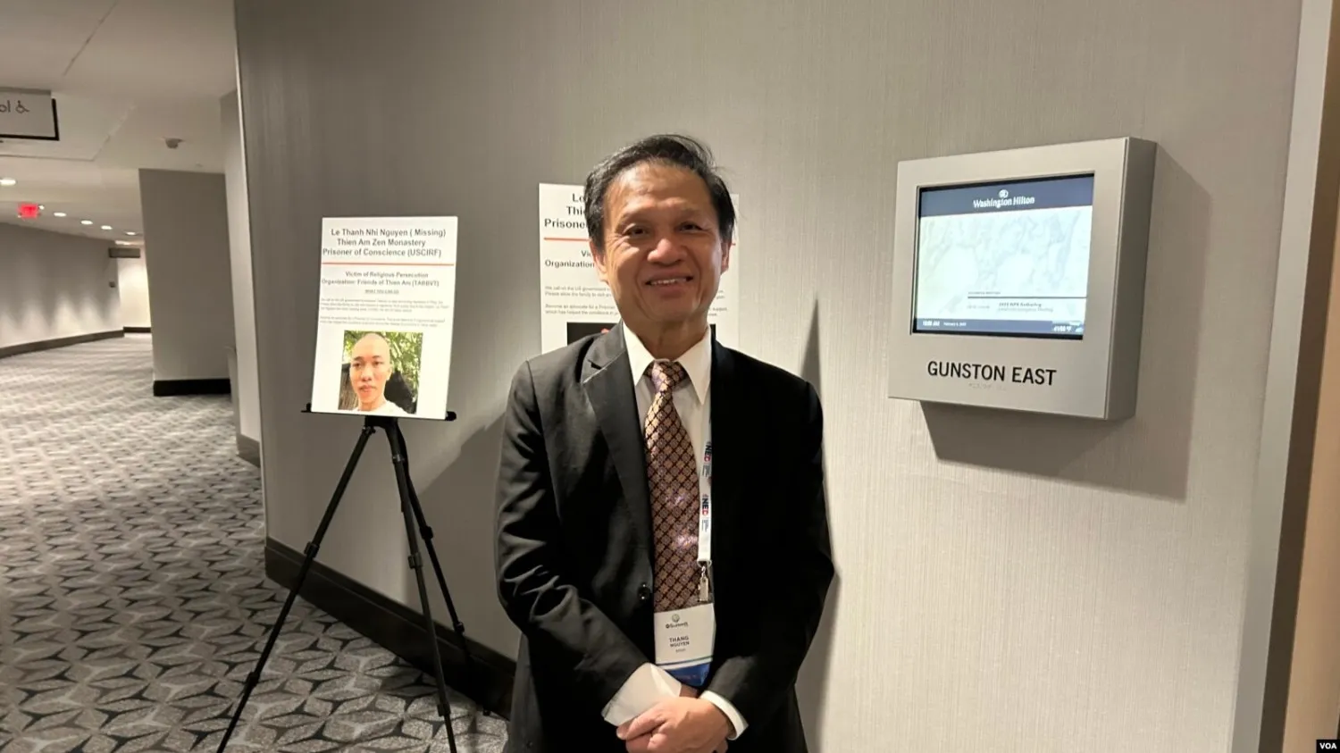 Ông Nguyễn Đình Thắng tại Hội nghị Tự do Tôn giáo Quốc tế (IRF Summit) ở Hoa Kỳ, ngày 5/2/2025. Nguồn ảnh: VOA News.