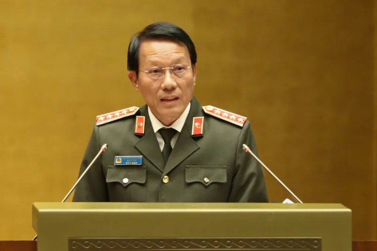 Bộ trưởng Bộ Công an Lương Tam Quan phát biểu tại hội nghị, ngày 7/2. Nguồn ảnh: Báo Công an Nhân dân.